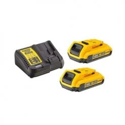 Pack de 2 batteries Dewalt 2 Ah Li-Ion XR 18 V + chargeur multi-voltages - DCB115D2