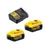 Pack 2 batteries Dewalt 18 V XR 5 Ah + chargeur multi-voltages DCB115
