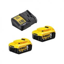 Pack 2 batteries Dewalt 18 V XR 5 Ah + chargeur multi-voltages DCB115