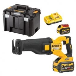 Scie sabre 54V Dewalt XR FLEXVOLT + 2 batteries 6.0 Ah + chargeur + TSTAK IV - DCS389T2-QW