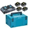 Pack énergie Makita 4 batteries 18 V 6 Ah BL1860B + chargeur double DC18RD + coffret MAKPAC