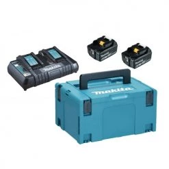 Pack énergie Makita LI-ION (2 batteries 6 Ah BL1860B + chargeur DC18RD) 18 V + coffret MAKPAC