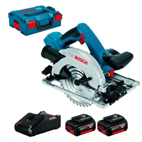 Scie circulaire 18V Bosch GKS 18V-57 G Professional + 2 batteries 4 Ah + chargeur + L-BOXX - 06016A2106