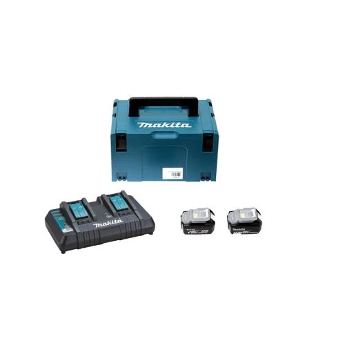 Pack énergie Makita LI-ION (2 batteries 4 Ah BL1840B + chargeur DC18RD) 18 V + coffret MAKPAC