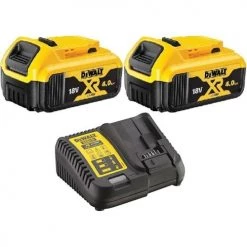 Pack 2 batteries Dewalt Li-ion XR 18 V 4.0 Ah DCB182 + chargeur XR multi-voltage DCB115