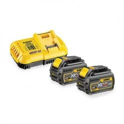 Pack de 2 batteries XR Flexvolt 18 V / 54 V 6 Ah / 2 Ah Li-ion Dewalt + chargeur rapide DCB118T2