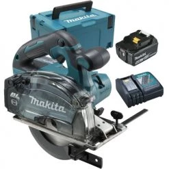 Scie circulaire à métaux 18V Makita DCS553RTJ + 2 batteries BL1850B + coffret Makpac 3