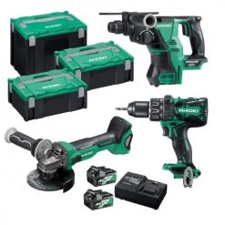 Pack 3 outils Hikoki (DS36DAW2Z - DH36DPAW2Z - G3613DAW2Z) 36 V + 2 batteries + chargeur